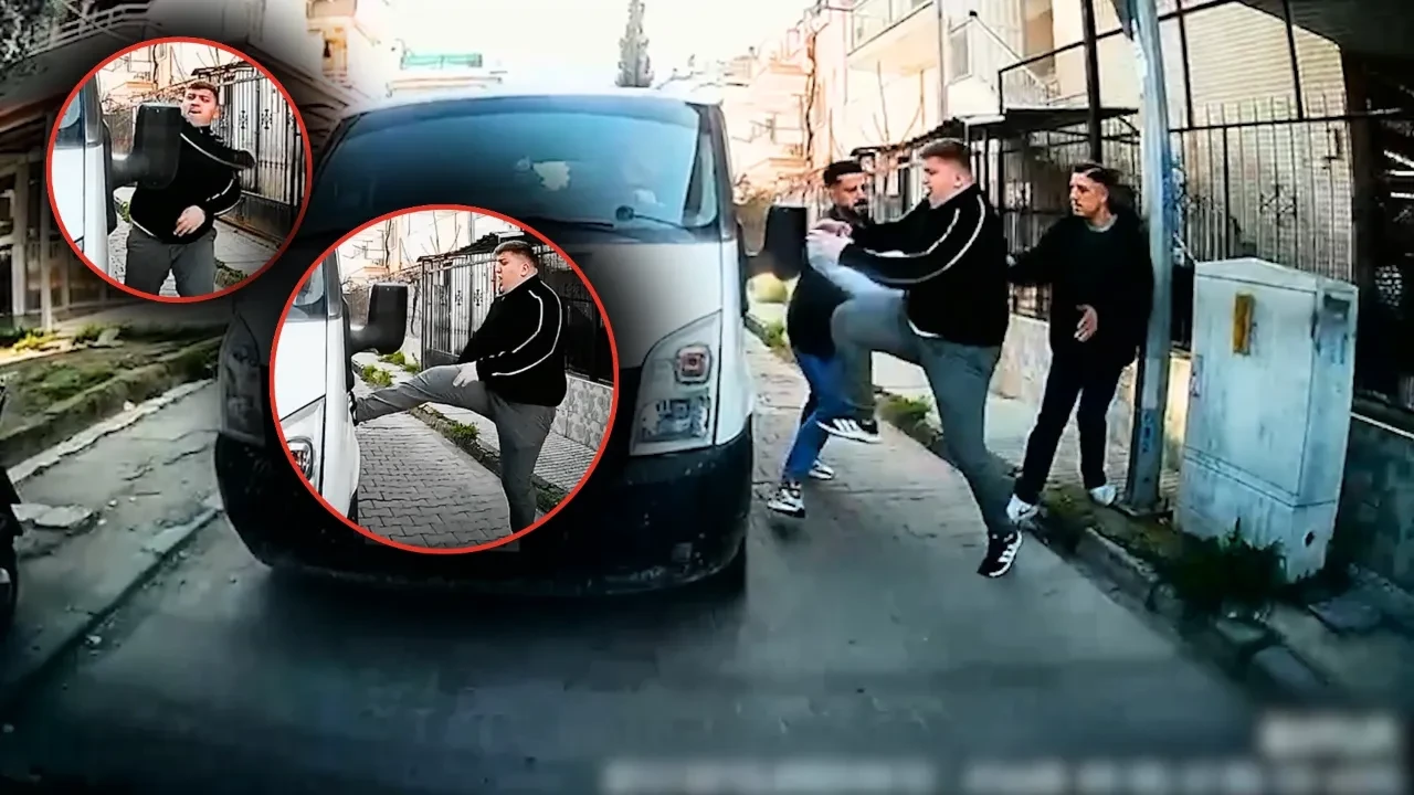 TRAFİK MAGANDALARI YİNE SAHNEDE: KAMYONETİ YUMRUKLADI, ZOR SAKİNLEŞTİRİLDİ