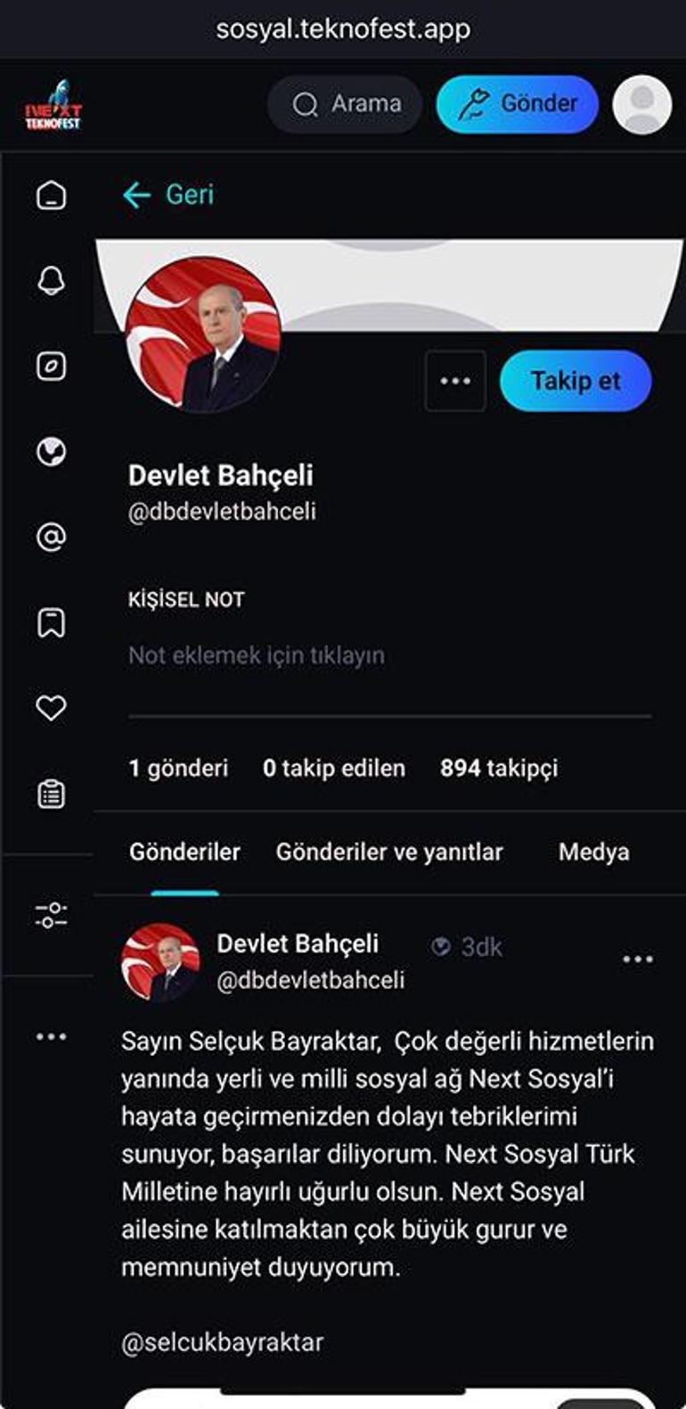 Bahçeliden yerli sosyal medyaya tam destek: Next Sosyale katıldı